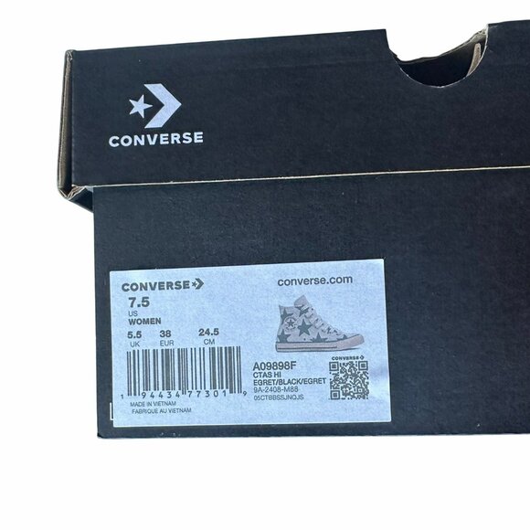 ⭐Converse Chuck Taylor Large Stars Hi Sz 7.5 Women Shoes Sneakers Ivory A09898F - Picture 8 of 9